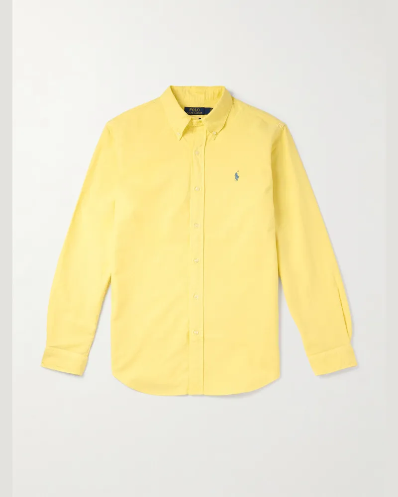 Ralph Lauren Hemd aus Baumwoll-Oxford mit Logostickerei Gelb