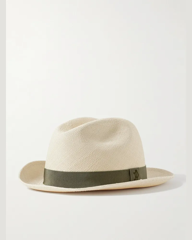 PURDEY Panamahut aus Stroh mit Ripsband und Logostickerei Neutral