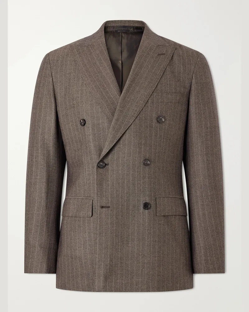 Brioni Plume Herringbone Wool Suit Jacket Gray