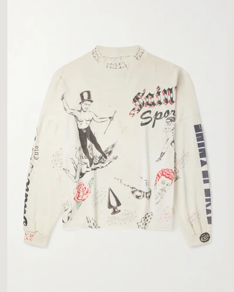 SAINT MXXXXXX Sports Printed Cotton-Jersey T-Shirt White