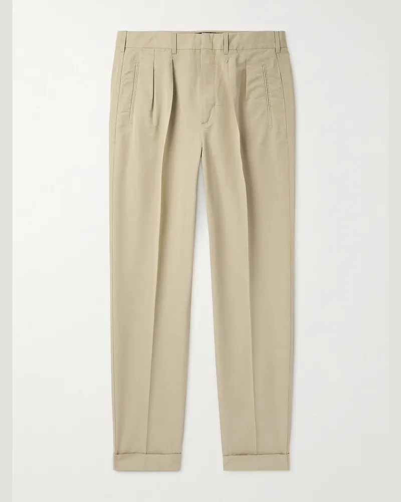 Tom Ford Gerade geschnittene Hose aus Popeline aus einer Baumwoll-Seidenmischung mit Falten Neutral