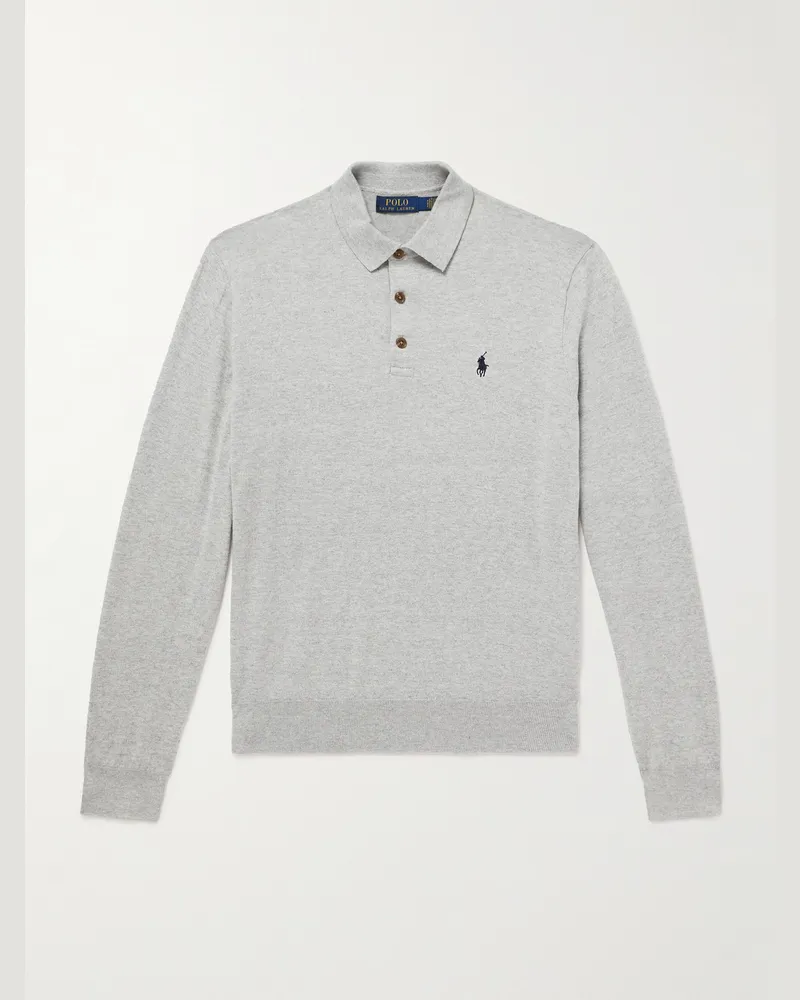 Ralph Lauren Pullover aus Baumwolle mit Polokragen und Logostickerei Grau