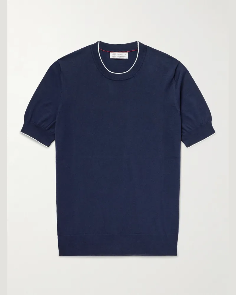 Brunello Cucinelli T-Shirt aus Baumwolle Blau