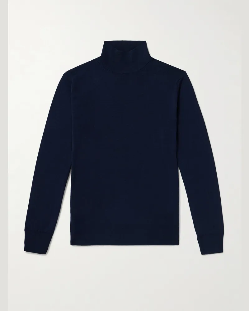 Canali Rollkragenpullover aus Wolle Blau