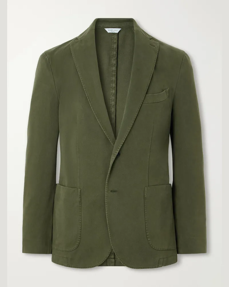 Boglioli Stretch Cotton-Twill Suit Jacket Green