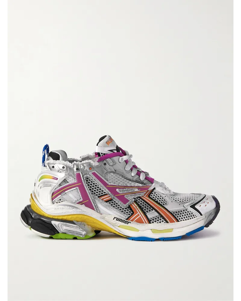 Balenciaga Runner Sneakers aus Nylon, Mesh und Gummi Grau