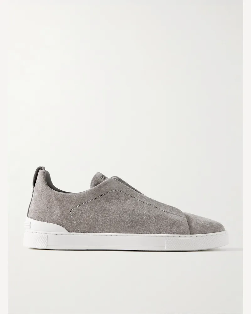 Ermenegildo Zegna Triple Stitch™ Slip-ons aus Veloursleder Grau