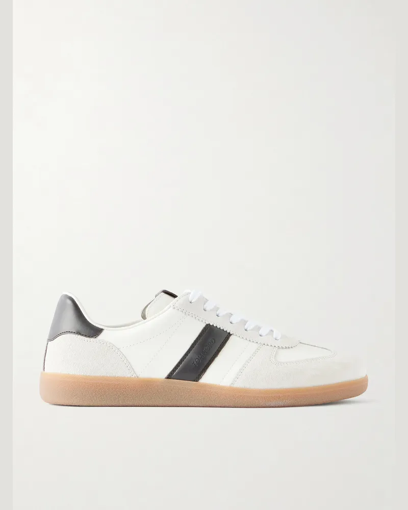 Tom Ford Archer Suede and Leather Sneakers White