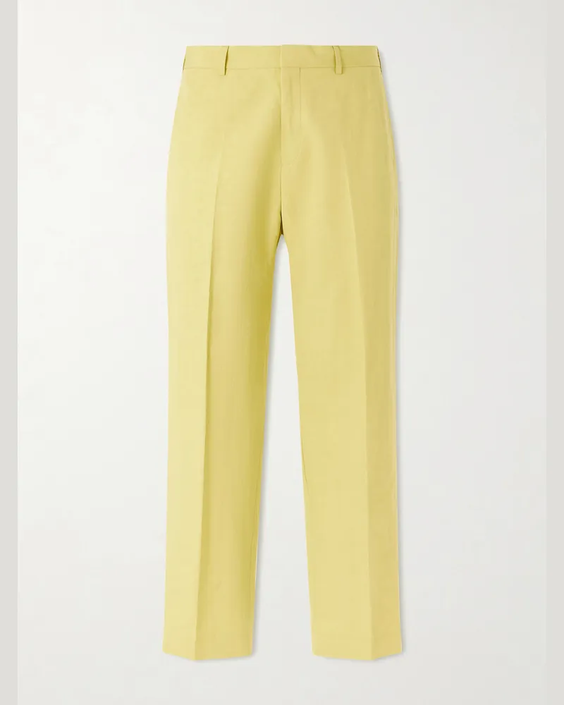 Paul Smith Straight-Leg Cotton and Linen-Blend Suit Trousers Yellow
