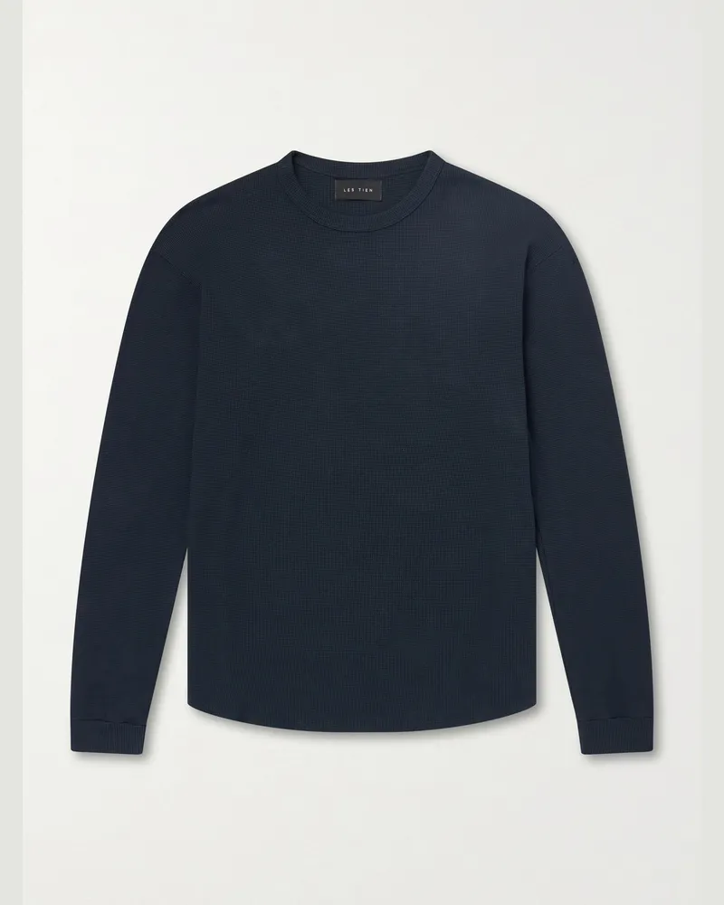 LES TIEN Waffle-Knit Cotton-Blend Sweater Black