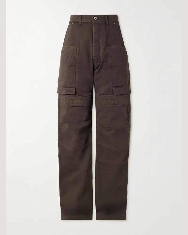 DRKSHDW by Rick Owens Stefan Wide-Leg Cotton-Twill Cargo Trousers Brown