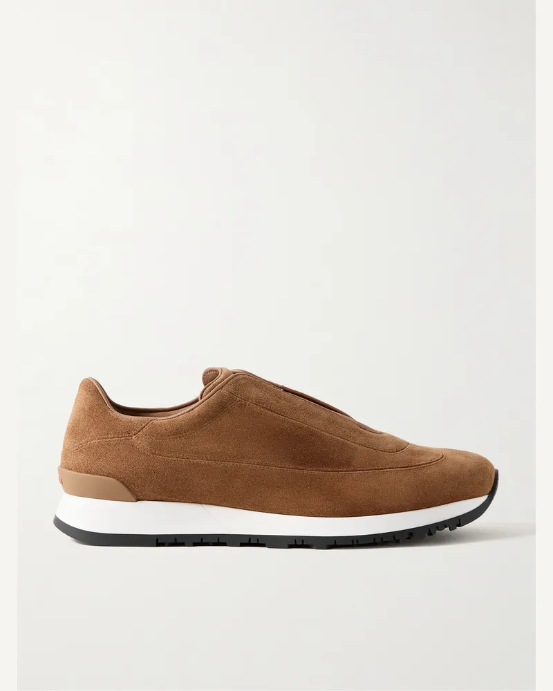 John Lobb Lift Suede Slip-On Sneakers Brown