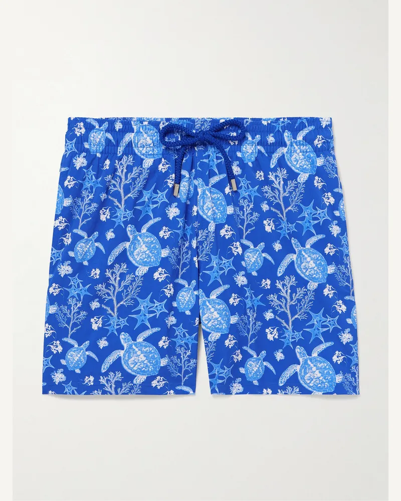 Vilebrequin Moonrise gerade geschnittene mittellange Badeshorts mit Print Blau