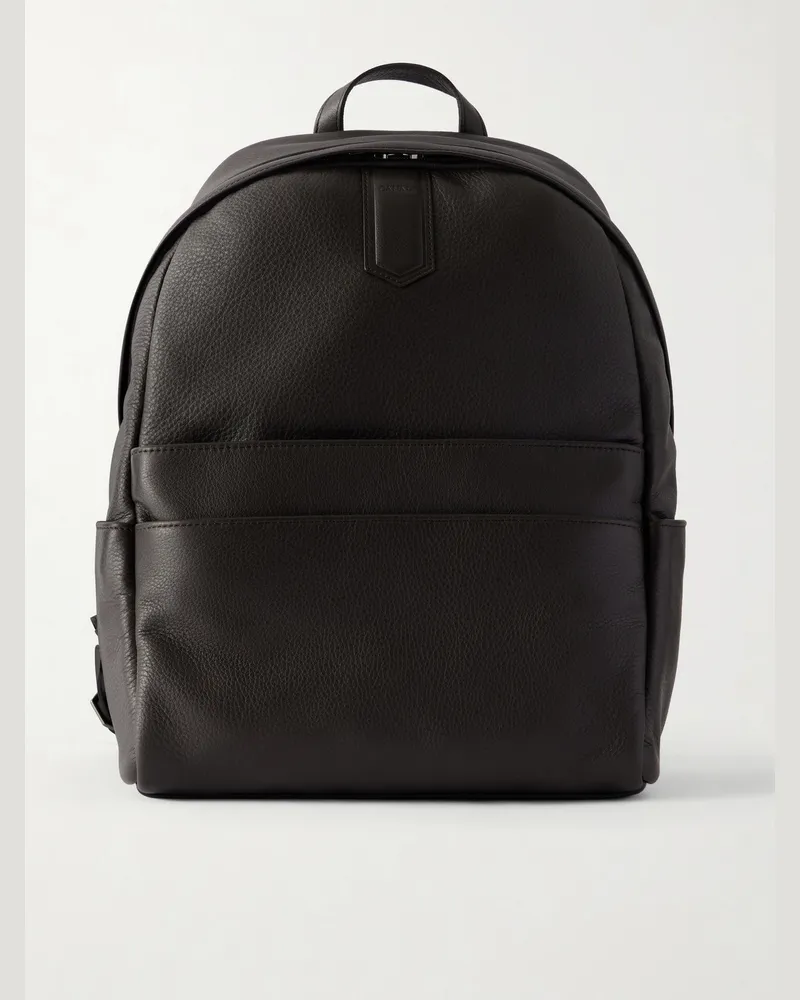 Canali Full-Grain Leather Backpack Brown