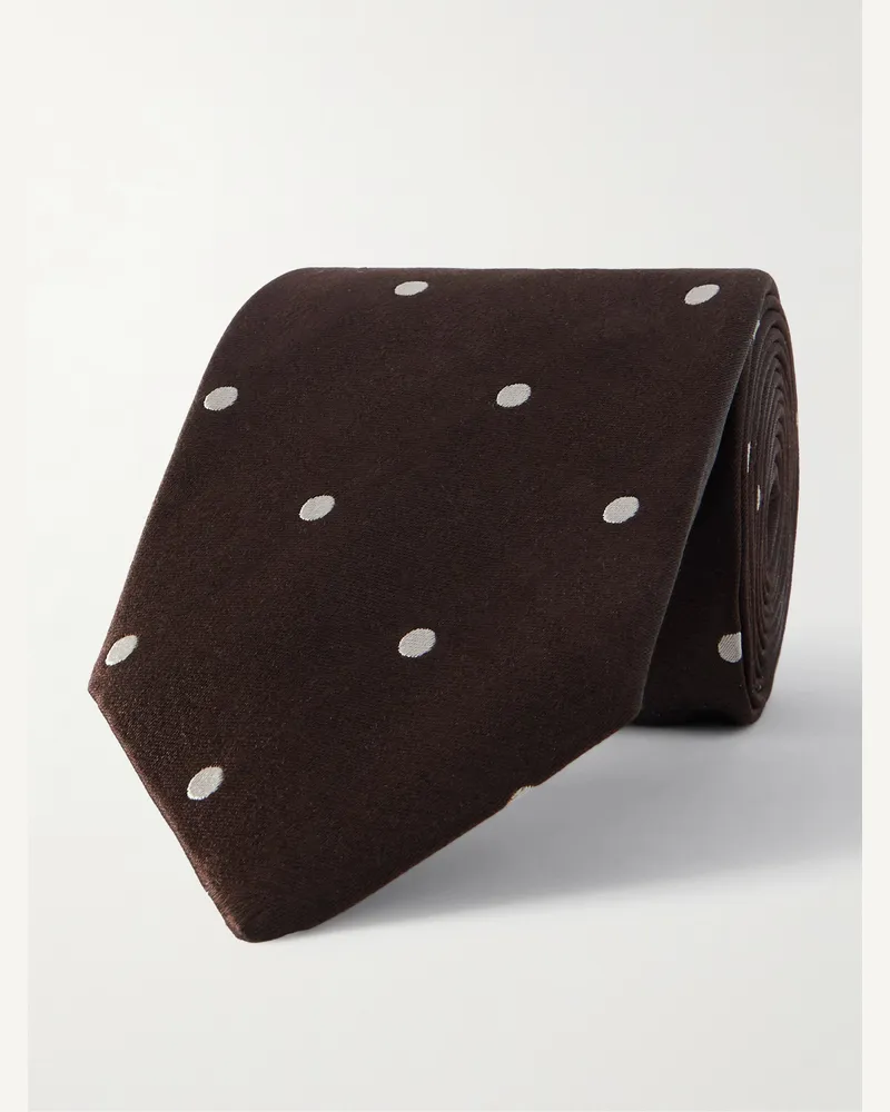 Tom Ford 8cm Polka-Dot Silk-Satin Tie Brown