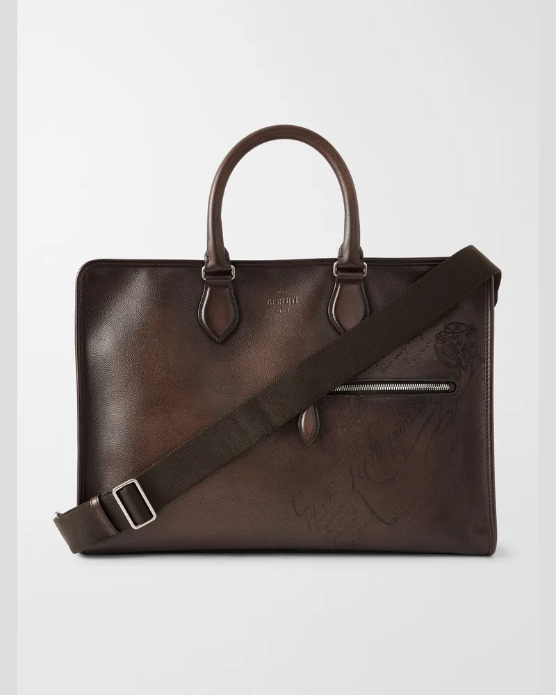Berluti 2 Jours Neo Aktentasche aus Venezia-Leder Braun