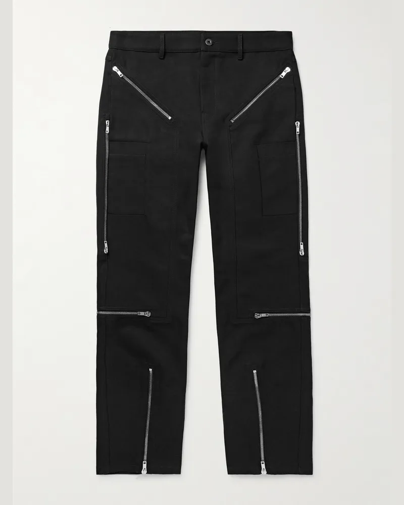 Rick Owens Bonotto Terrain gerade geschnittene Hose aus Baumwolle mit Reißverschlüssen Schwarz