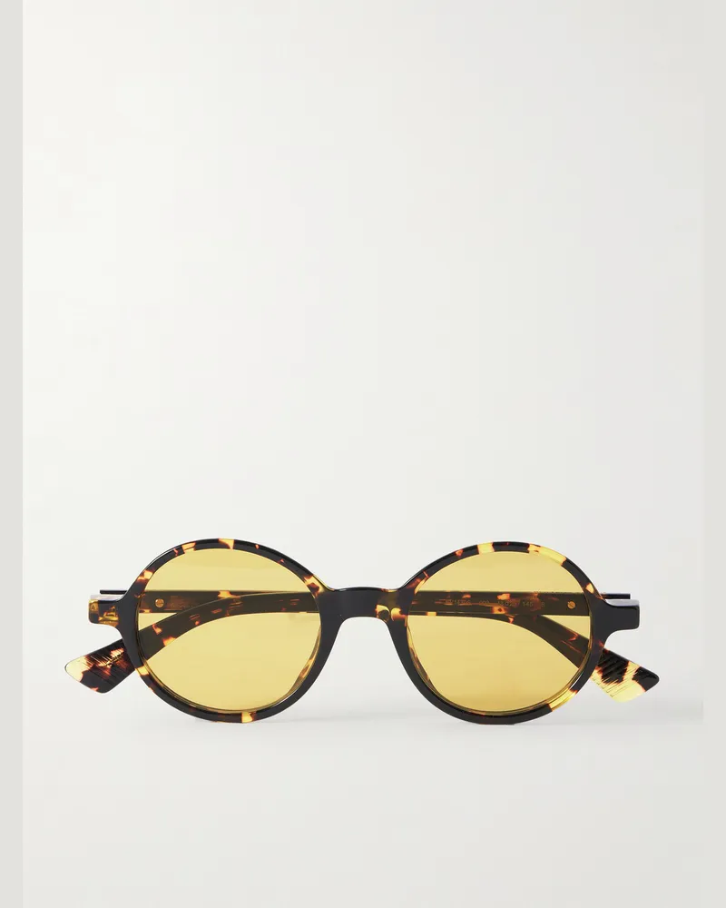 Bottega Veneta Round-Frame Tortoiseshell Acetate Sunglasses Tortoiseshell