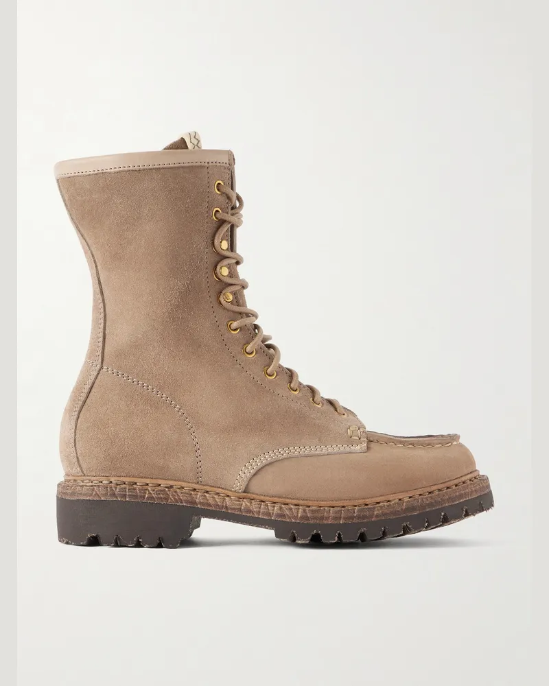 Visvim Hi-Folk Scout Moc Stiefel aus Veloursleder Neutral