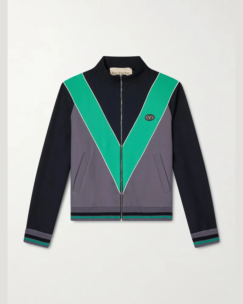 Valentino Garavani Logo-Appliquéd Jersey Track Jacket Black