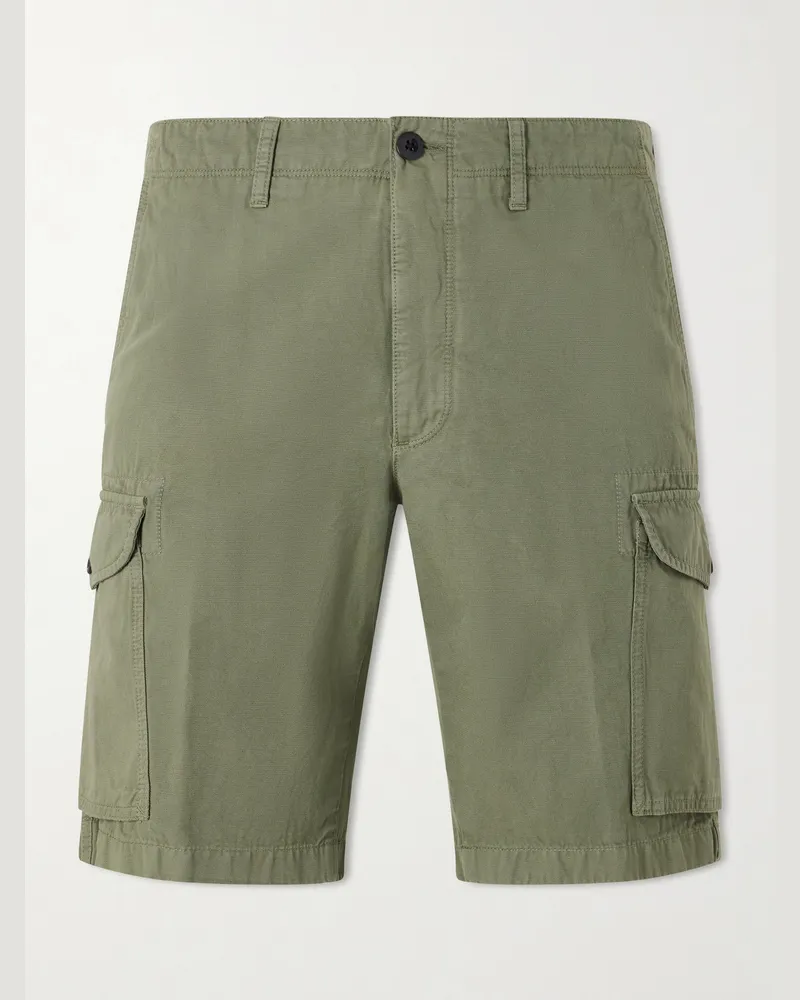 Slowear Straight-Leg Cotton and Linen-Blend Shorts Green