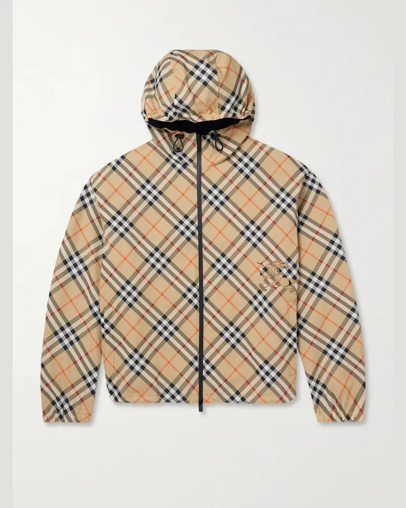 Burberry Reversible Checked Twill and Shell Hooded Jacket Brown