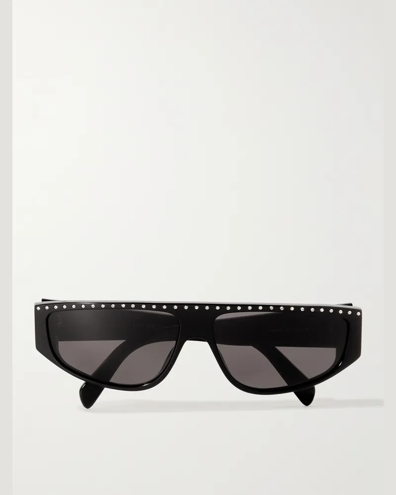 Celine Alan 2 Crystal-Embellished D-Frame Acetate Sunglasses Black
