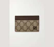 GG Supreme Monogrammed Coated-Canvas and Pebble-Grain Leather Cardholder