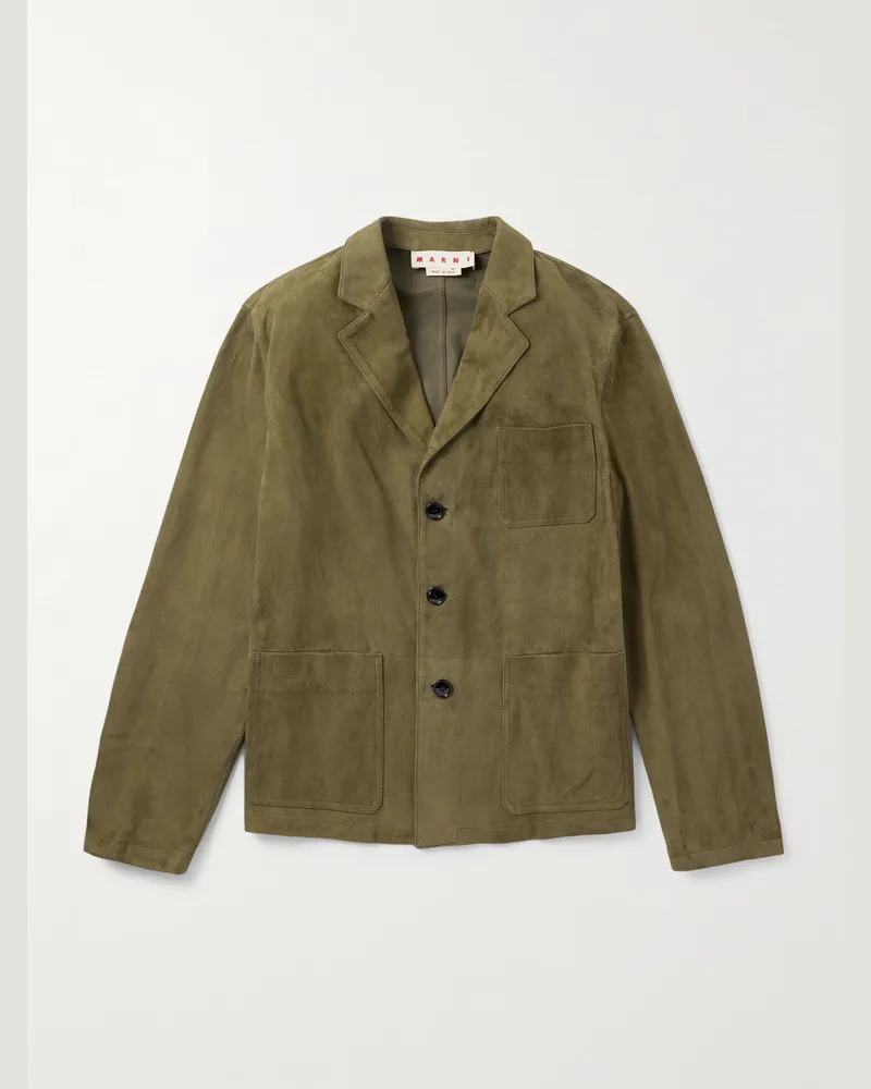 Marni Hemdjacke aus Veloursleder Grün