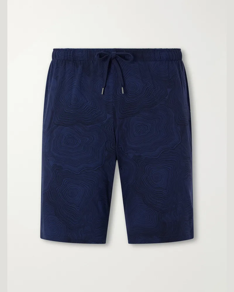 Derek Rose London Printed Stretch-Modal Jersey Drawstring Pyjama Shorts Blue