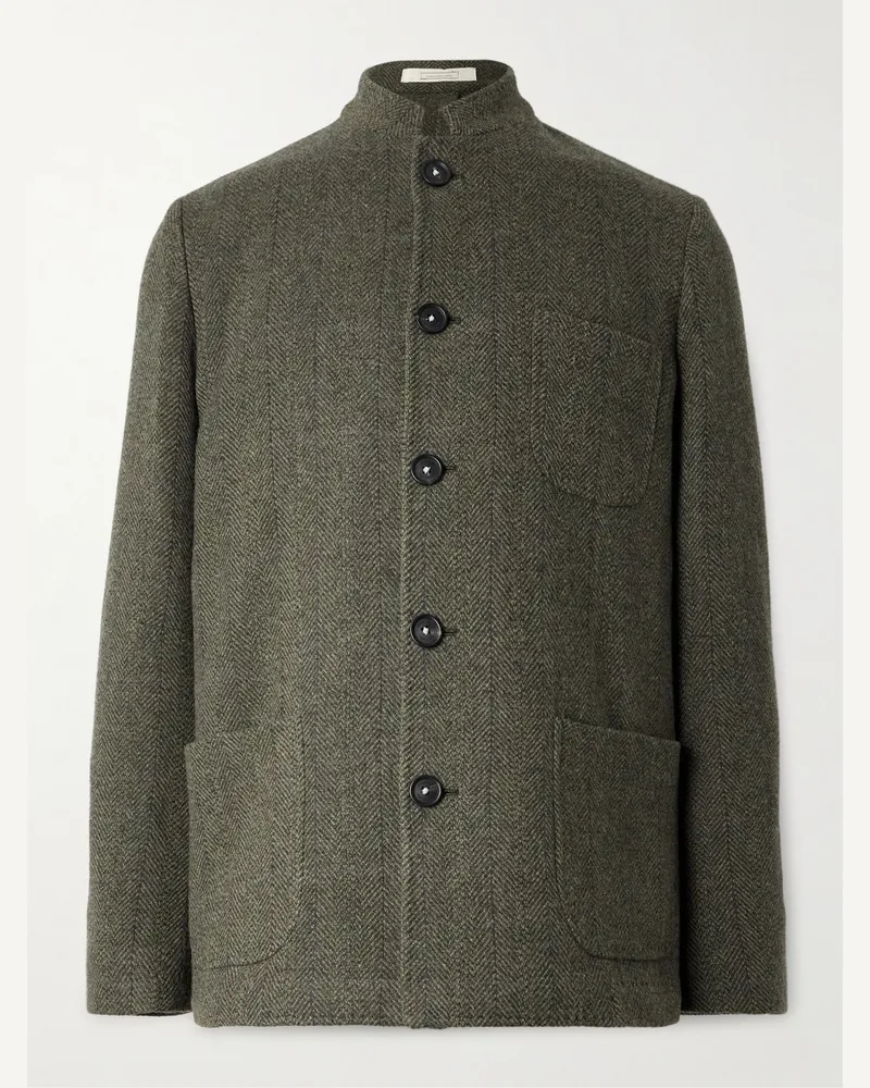 Massimo Alba Bali Herringbone Wool Coat Green