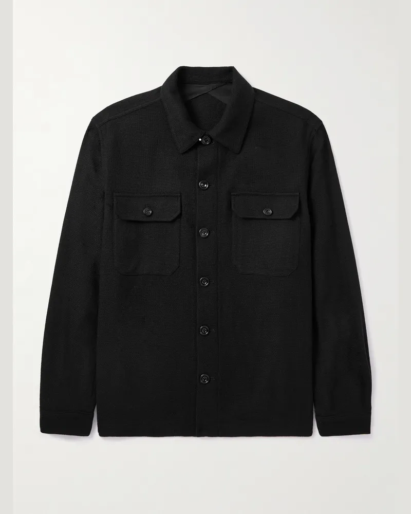 Ralph Lauren Hemdjacke aus Kaschmirstrick in Panamabindung Schwarz
