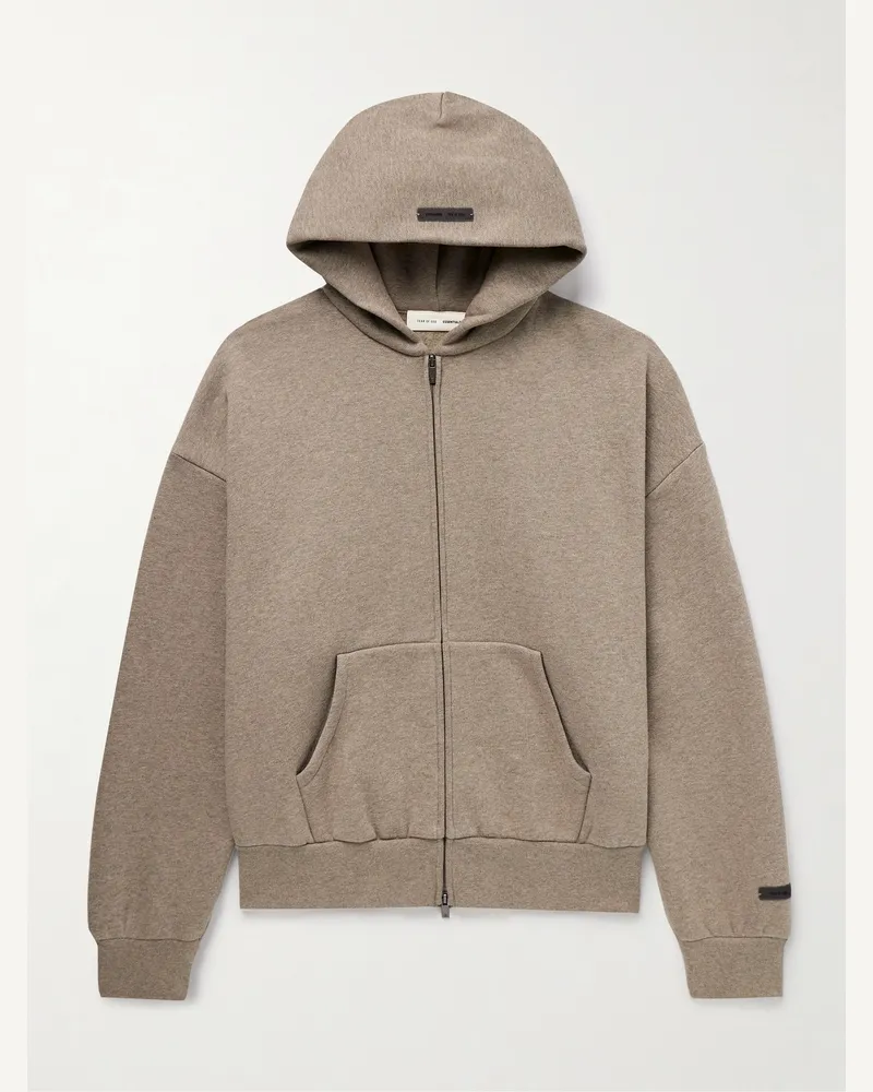 Fear of God Kapuzenjacke aus Jersey aus einer Baumwollmischung mit Logoapplikation und Reißverschluss Braun