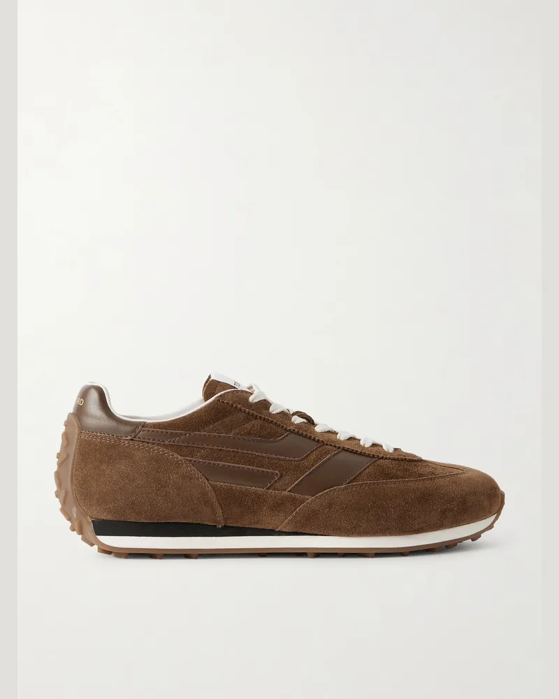Tom Ford Mick Leather-Trimmed Suede Sneakers Brown