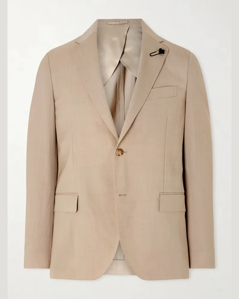 LARDINI Embellished Virgin Wool Suit Jacket Neutrals