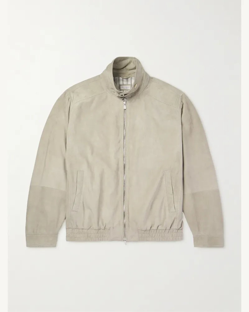 Brunello Cucinelli Jacke aus Veloursleder Neutral