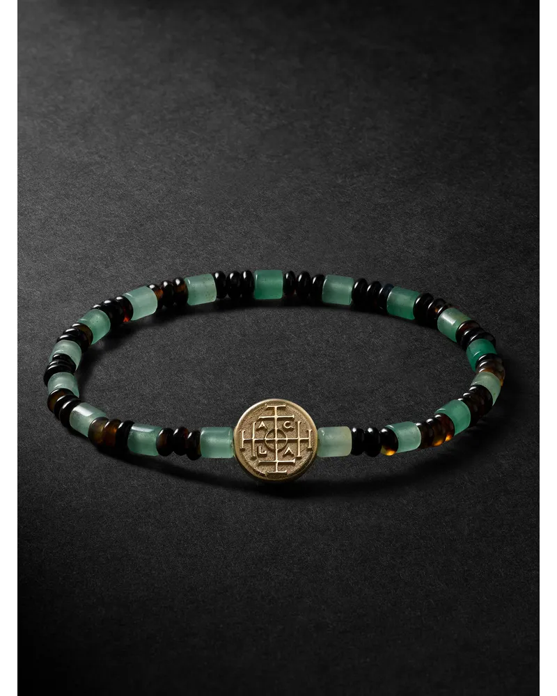 Luis Morais Armband mit Zierperlen, Lapislazuli und Detail aus Gold Blau