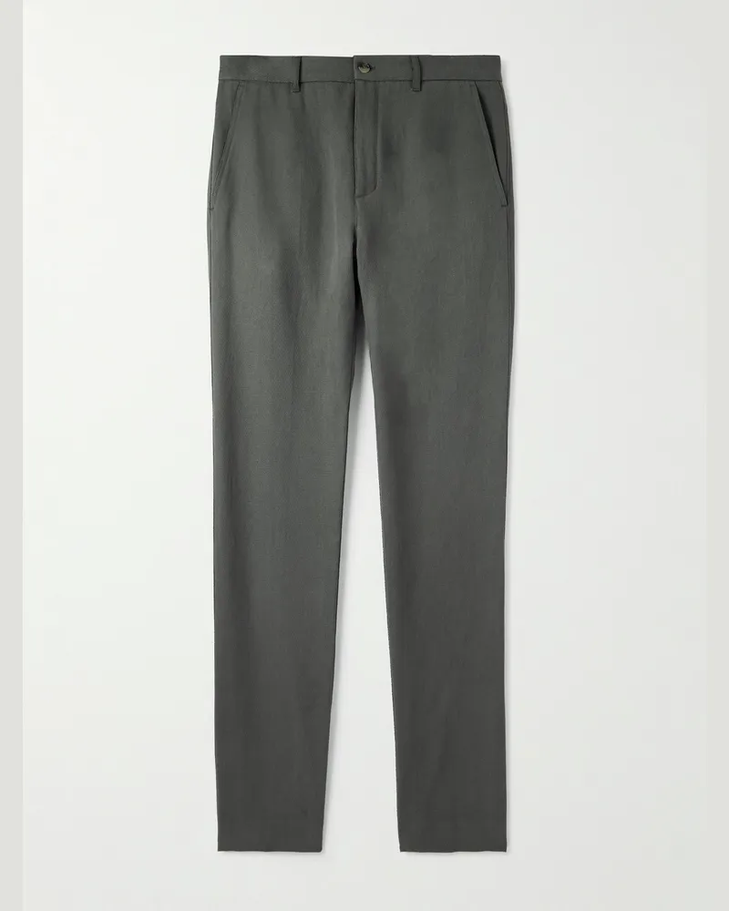 Loro Piana Harper gerade geschnittene Hose aus Leinen-Twill Grau