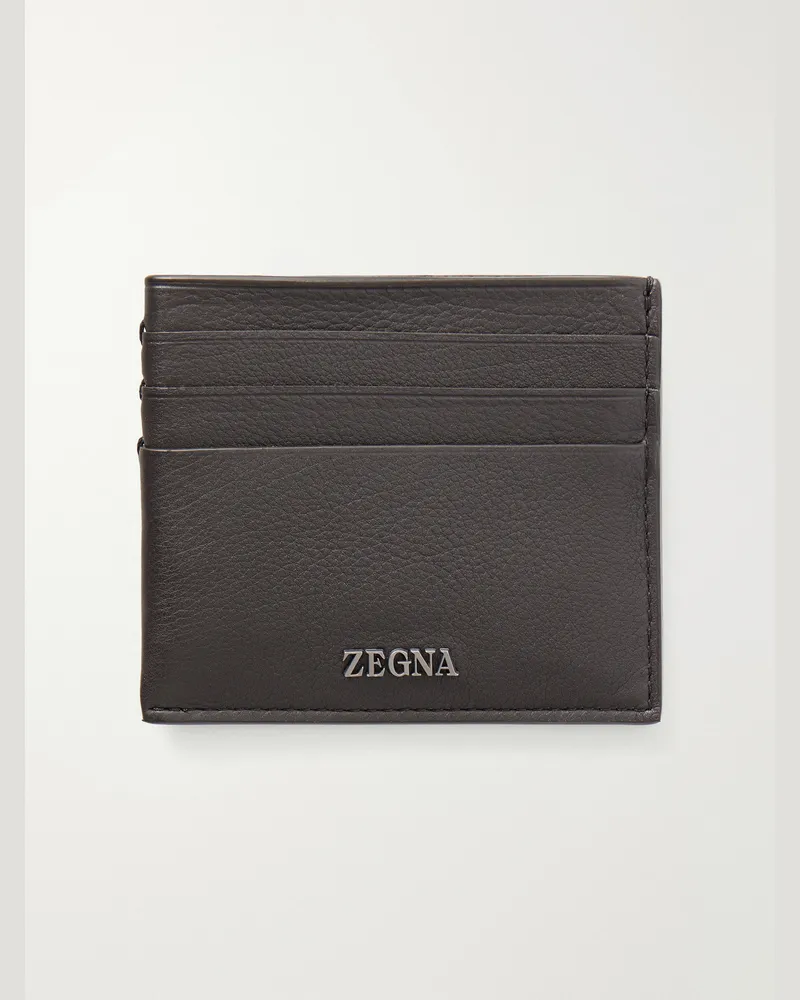 Ermenegildo Zegna Secondskin Simple Logo-Embellished Leather Billfold Wallet Brown