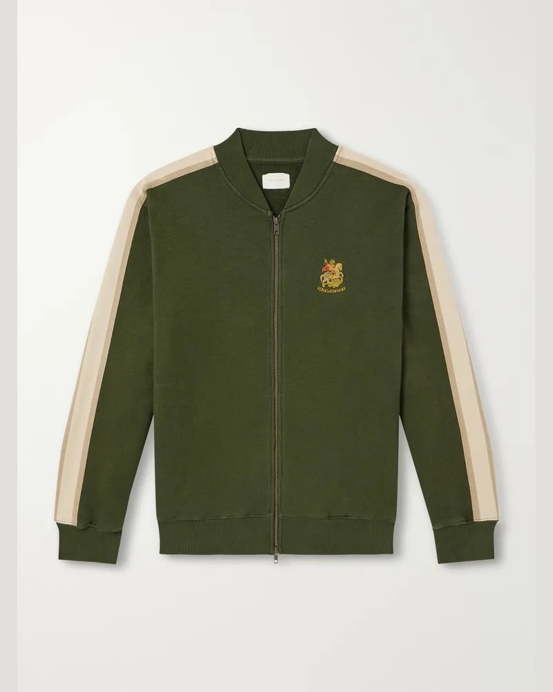 Aimé Leon Dore Saint George Logo-Embroidered Striped Cotton Track Jacket Green