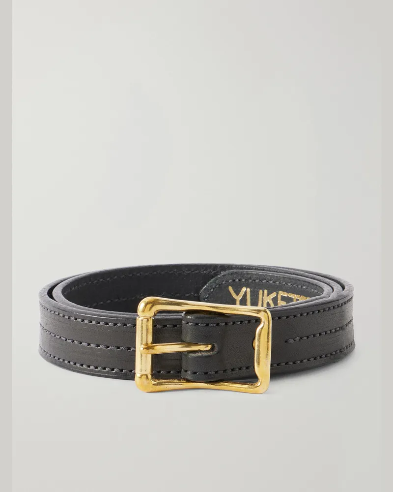 YUKETEN 2.5cm Leather Belt Black