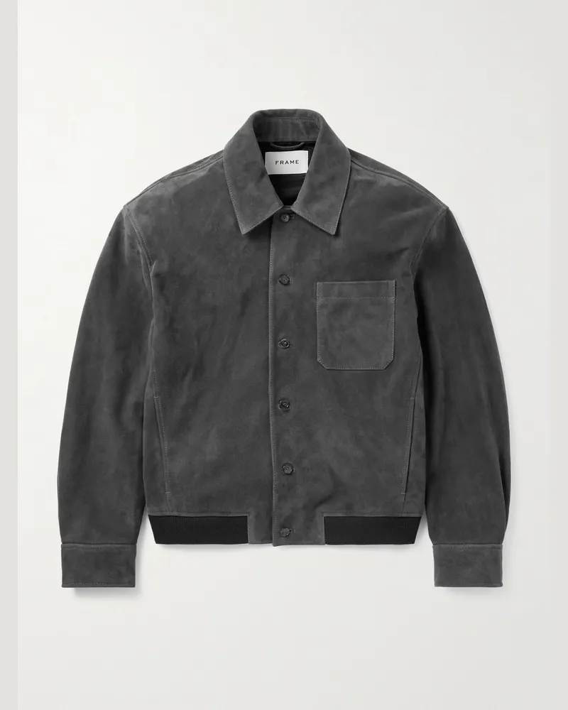 Frame Denim Bomberjacke aus Veloursleder Schwarz