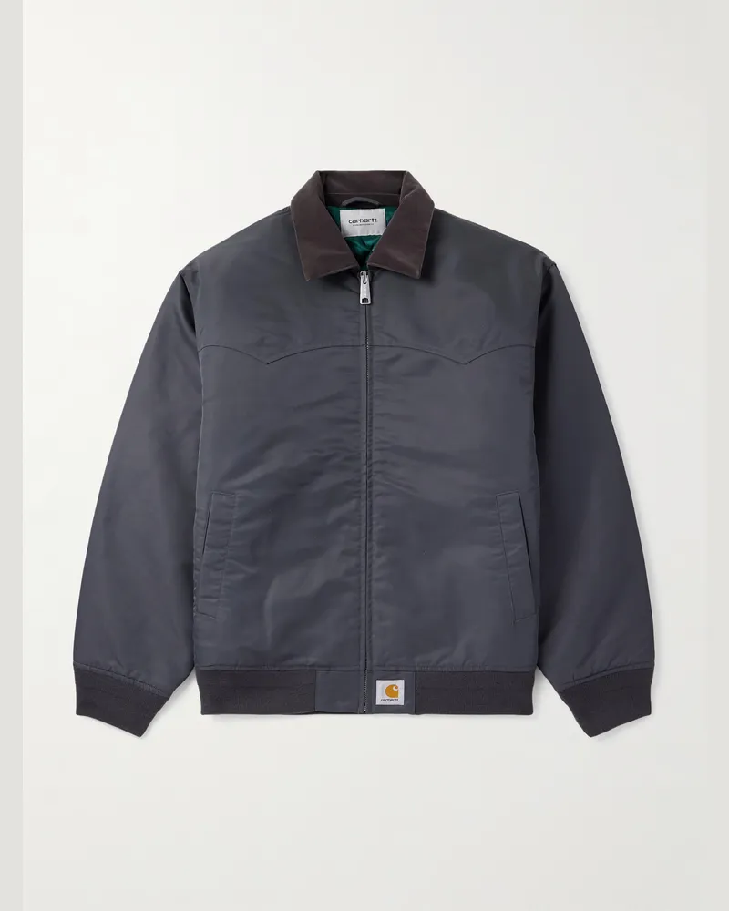 Carhartt WIP Santa Fe Alumni Bomberjacke aus Nylon-Twill mit Samtbesatz Grau