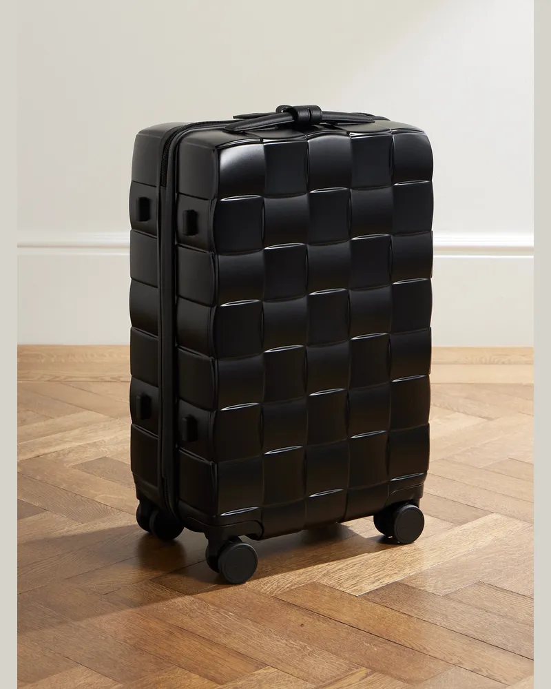Bottega Veneta Odyssey Koffer aus Polycarbonat in Intrecciato-Optik mit Lederbesatz, 55 cm Schwarz