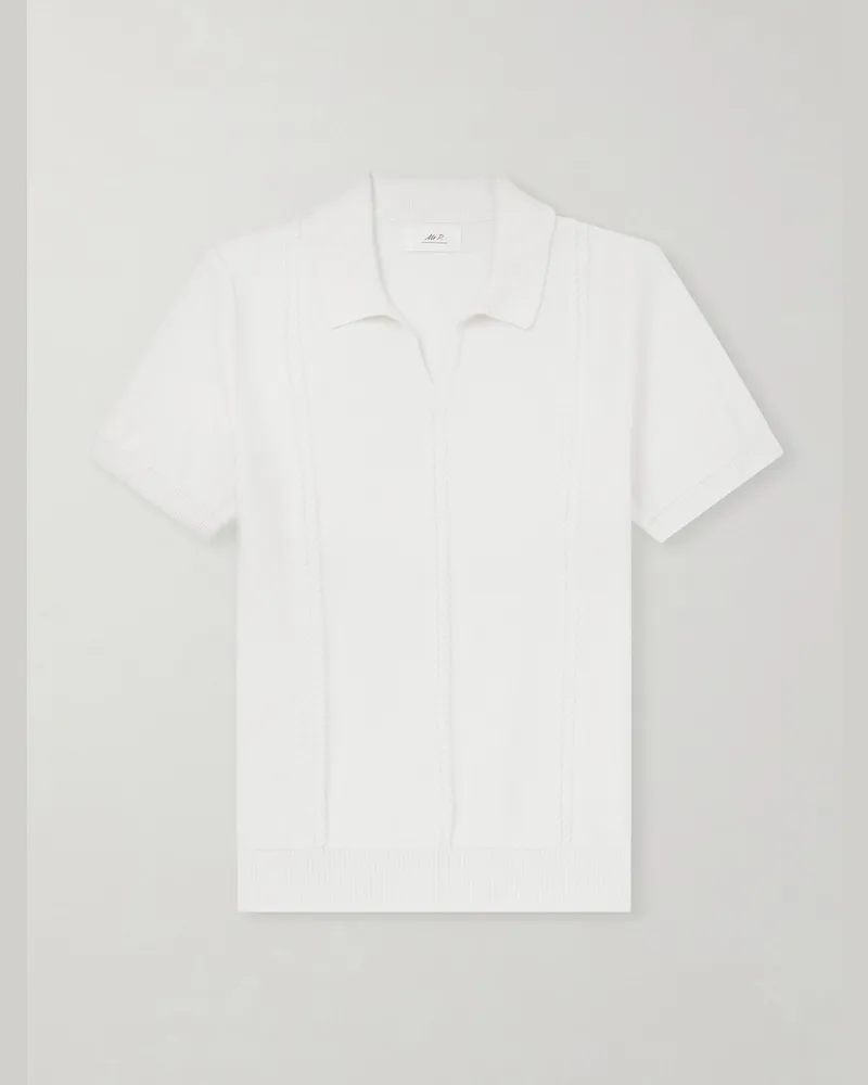 MR P. Cable-Knit Cotton Polo Shirt White