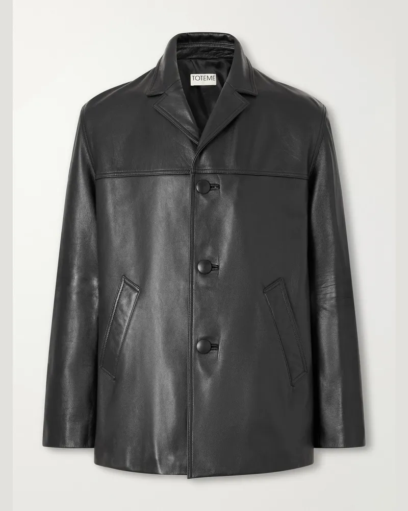 Totême Panelled Full-Grain Leather Jacket Black