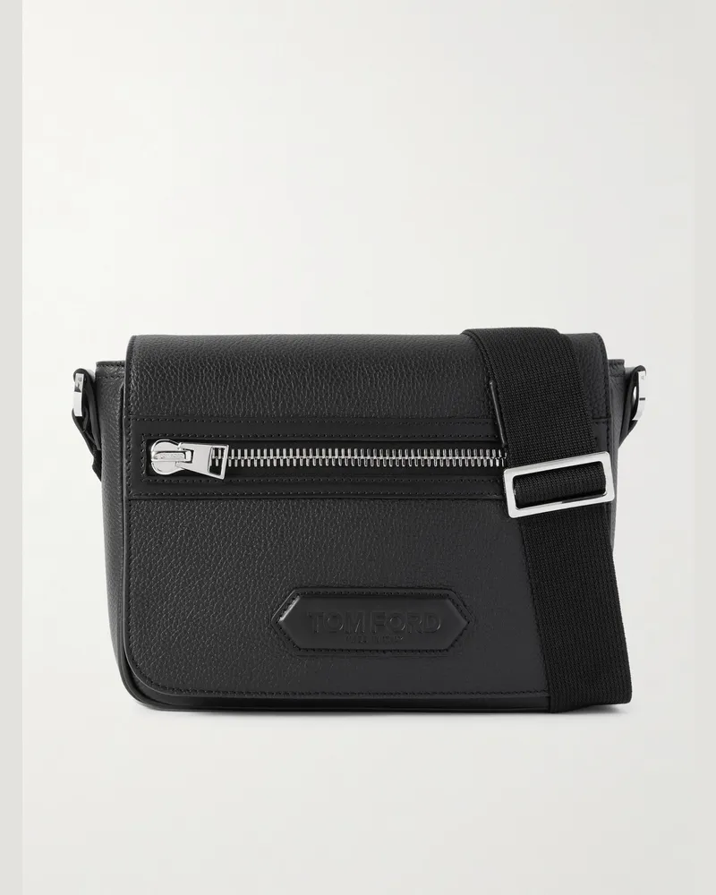 Tom Ford Umhängetasche aus vollnarbigem Leder Schwarz