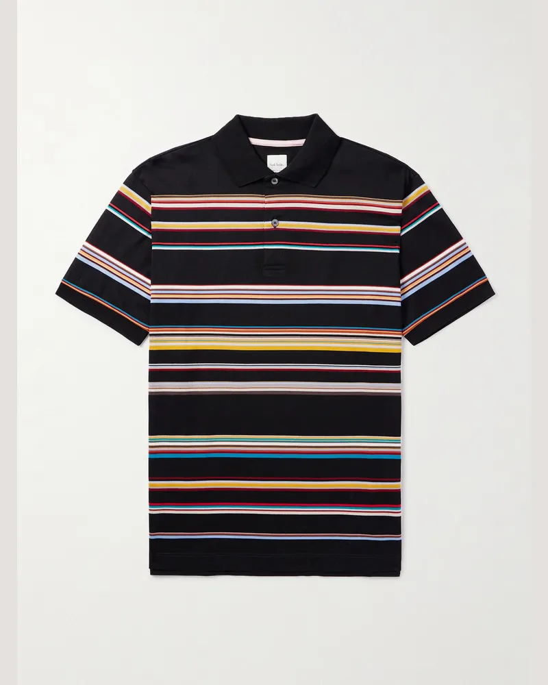 Paul Smith Polohemd aus gestreiftem Baumwoll-Piqué Schwarz