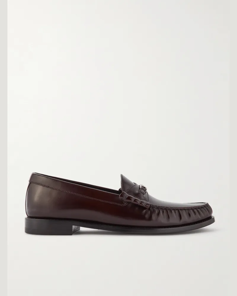 Celine Luco Loafers aus glänzendem Leder mit Logoverzierung Braun