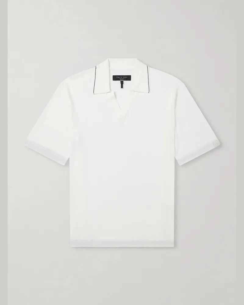 Rag & Bone Conrad Cotton and Silk-Blend Polo Shirt White